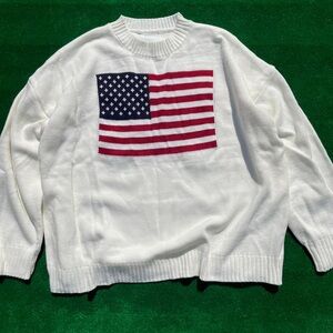 White Sweater with American Flag Design